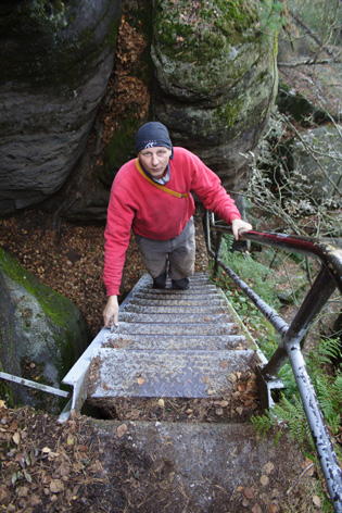 Leitersteig zur Goldschmidthöhle am Pfafenstein