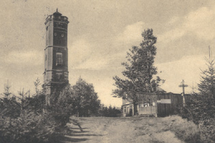 Der Turm und das Gasthaus auf dem Tanzplan im Jahr 1912